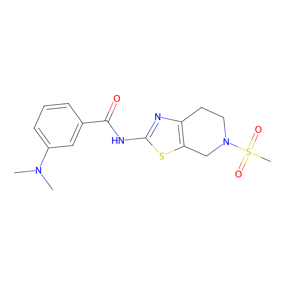 3-(dimethylamino)-N-(5-(methylsulfonyl)-4,5,6,7-tetrahydrothiazolo[5,4-c]pyridin-2-yl)benzamide molecular structure, CAS 1421500-41-5