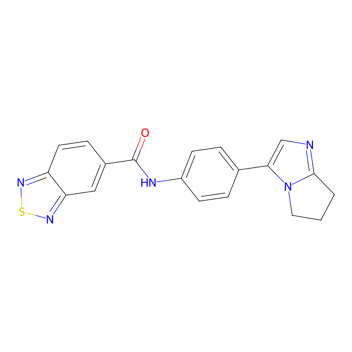 N-(4-(6,7-dihydro-5H-pyrrolo[1,2-a]imidazol-3-yl)phenyl)benzo[c][1,2,5]thiadiazole-5-carboxamide molecular structure, CAS 1421500-42-6