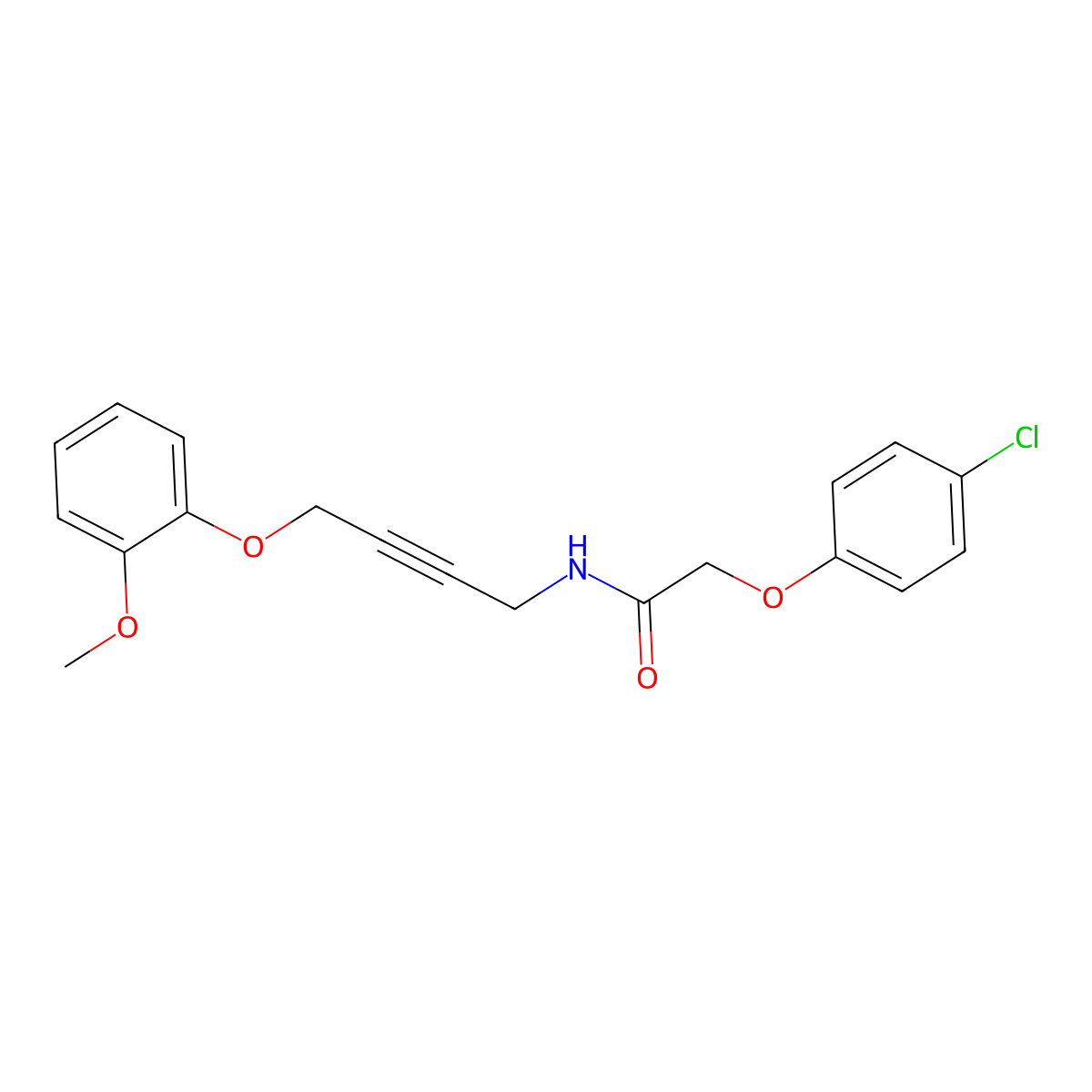 2-(4-Chlorophenoxy)-N-[4-(2-methoxyphenoxy)but-2-YN-1-YL]acetamide molecular structure, CAS 1421500-45-9