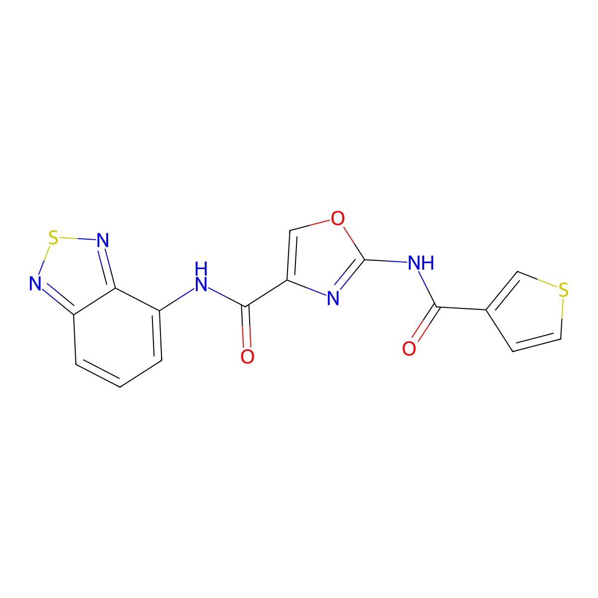 N-(benzo[c][1,2,5]thiadiazol-4-yl)-2-(thiophene-3-carboxamido)oxazole-4-carboxamide molecular structure, CAS 1421500-50-6