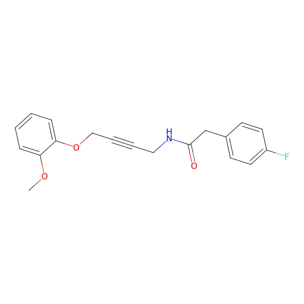 2-(4-Fluorophenyl)-N-[4-(2-methoxyphenoxy)but-2-YN-1-YL]acetamide molecular structure, CAS 1421500-52-8