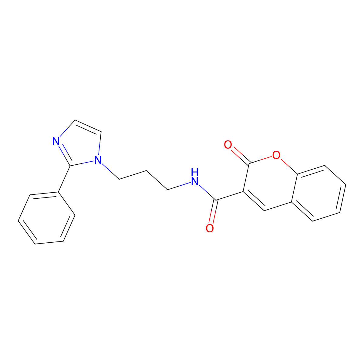 2-oxo-N-[3-(2-phenyl-1H-imidazol-1-yl)propyl]-2H-chromene-3-carboxamide molecular structure, CAS 1421500-56-2