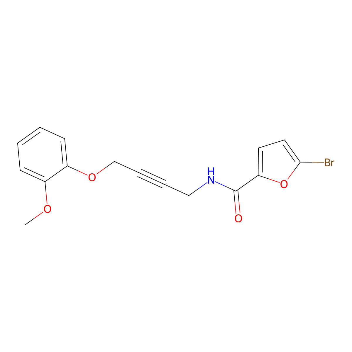 5-Bromo-N-[4-(2-methoxyphenoxy)but-2-YN-1-YL]furan-2-carboxamide molecular structure, CAS 1421500-58-4