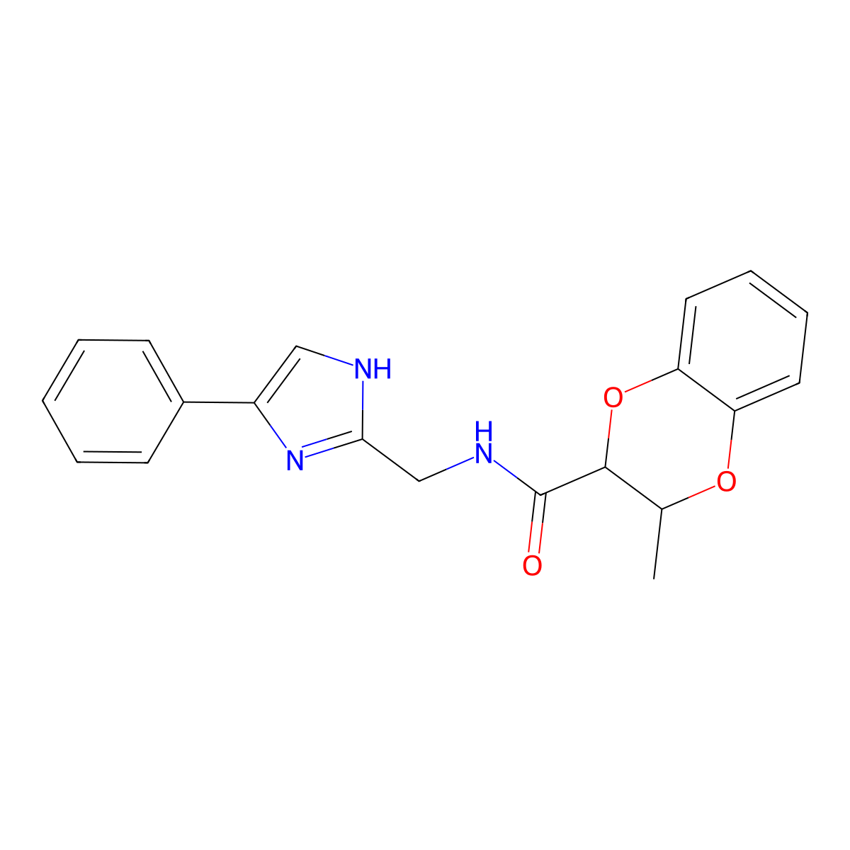 3-methyl-N-((4-phenyl-1H-imidazol-2-yl)methyl)-2,3-dihydrobenzo[b][1,4]dioxine-2-carboxamide molecular structure, CAS 1421500-61-9
