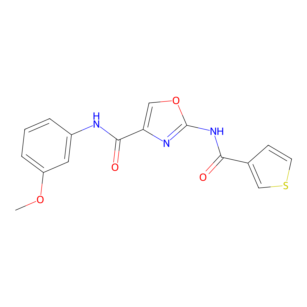 N-(3-methoxyphenyl)-2-(thiophene-3-carboxamido)oxazole-4-carboxamide molecular structure, CAS 1421500-63-1