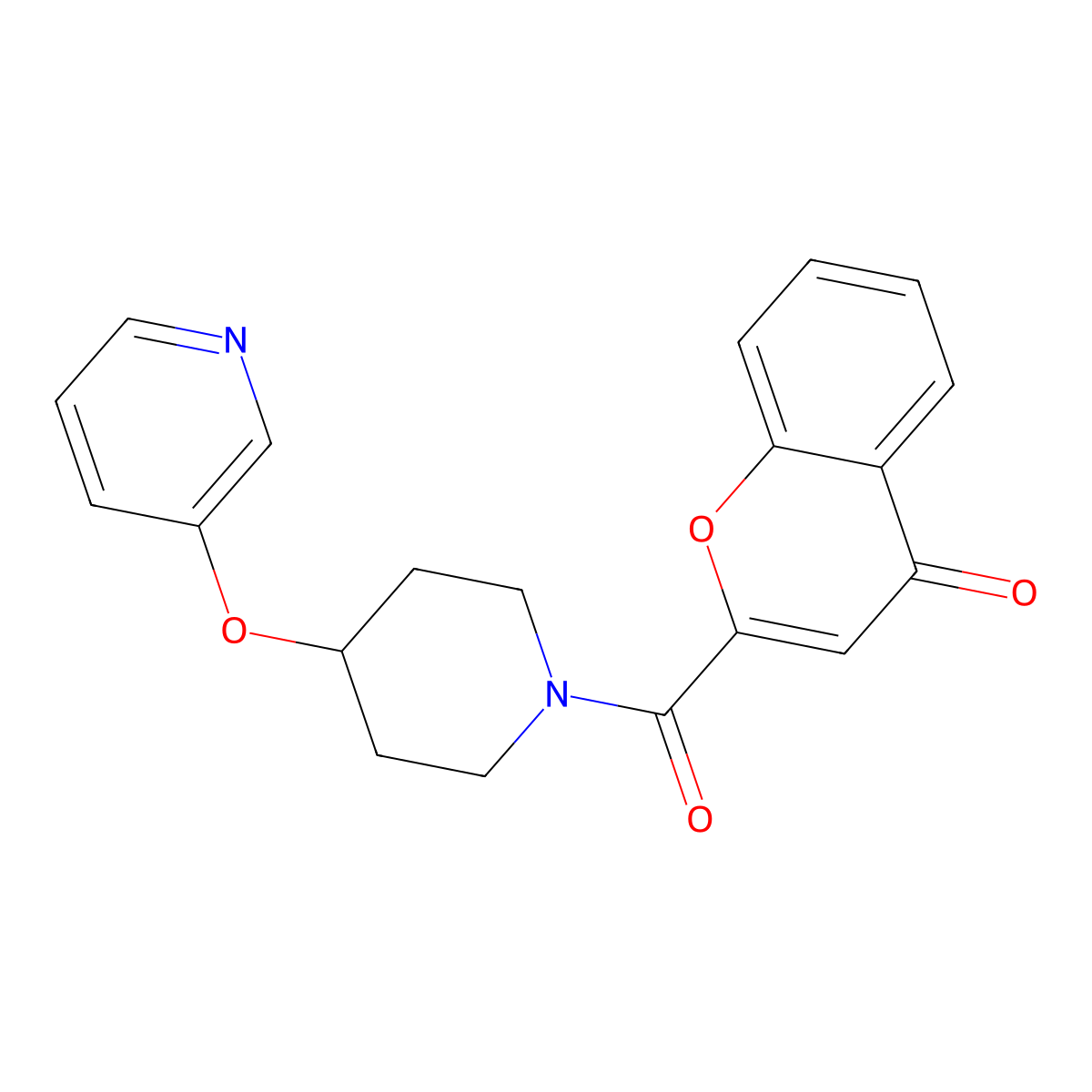 2-(4-(pyridin-3-yloxy)piperidine-1-carbonyl)-4H-chromen-4-one molecular structure, CAS 1421500-75-5