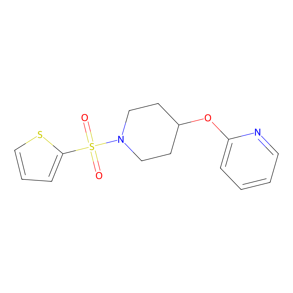 2-((1-(Thiophen-2-ylsulfonyl)piperidin-4-yl)oxy)pyridine molecular structure, CAS 1421500-79-9
