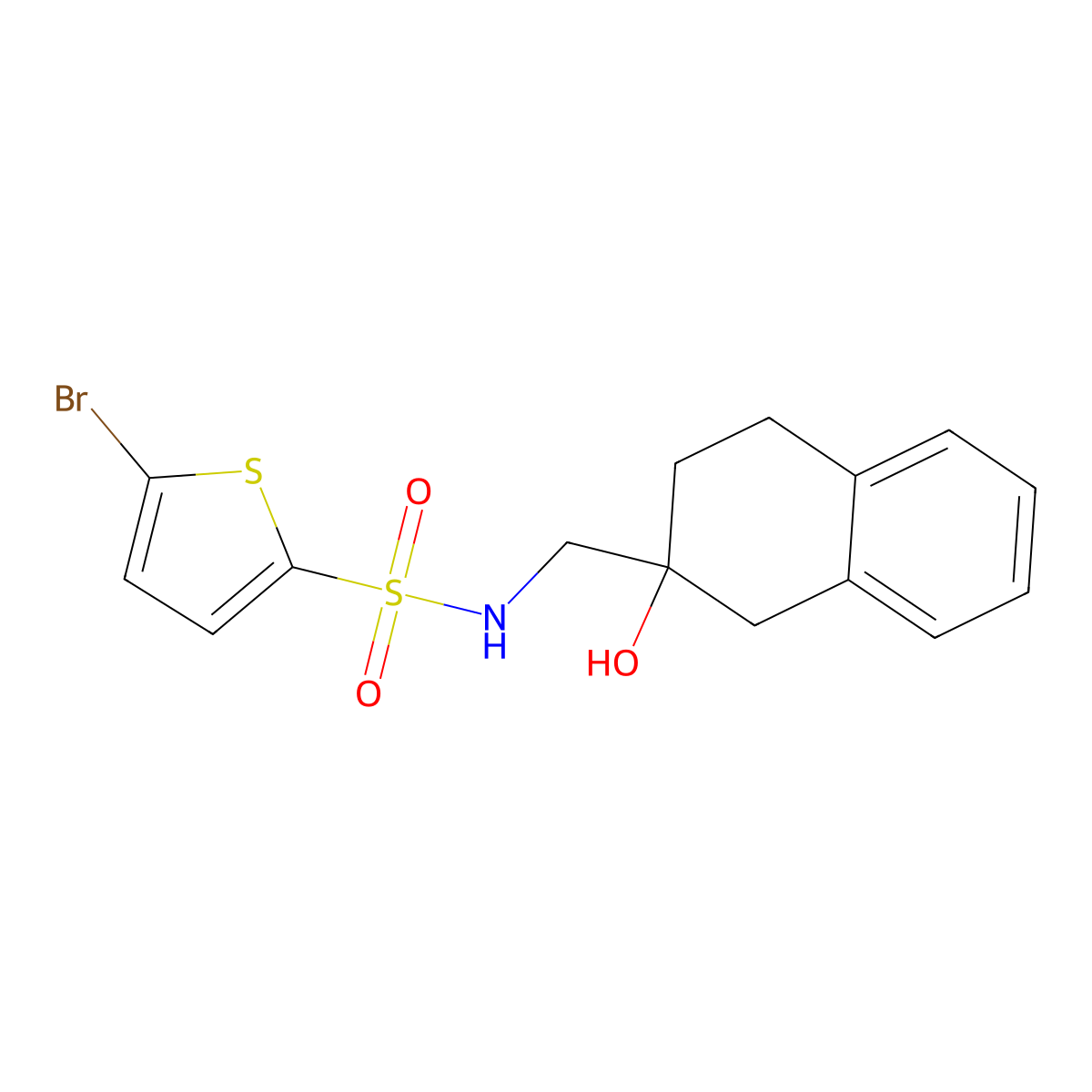 5-bromo-N-[(2-hydroxy-1,2,3,4-tetrahydronaphthalen-2-yl)methyl]thiophene-2-sulfonamide molecular structure, CAS 1421500-81-3