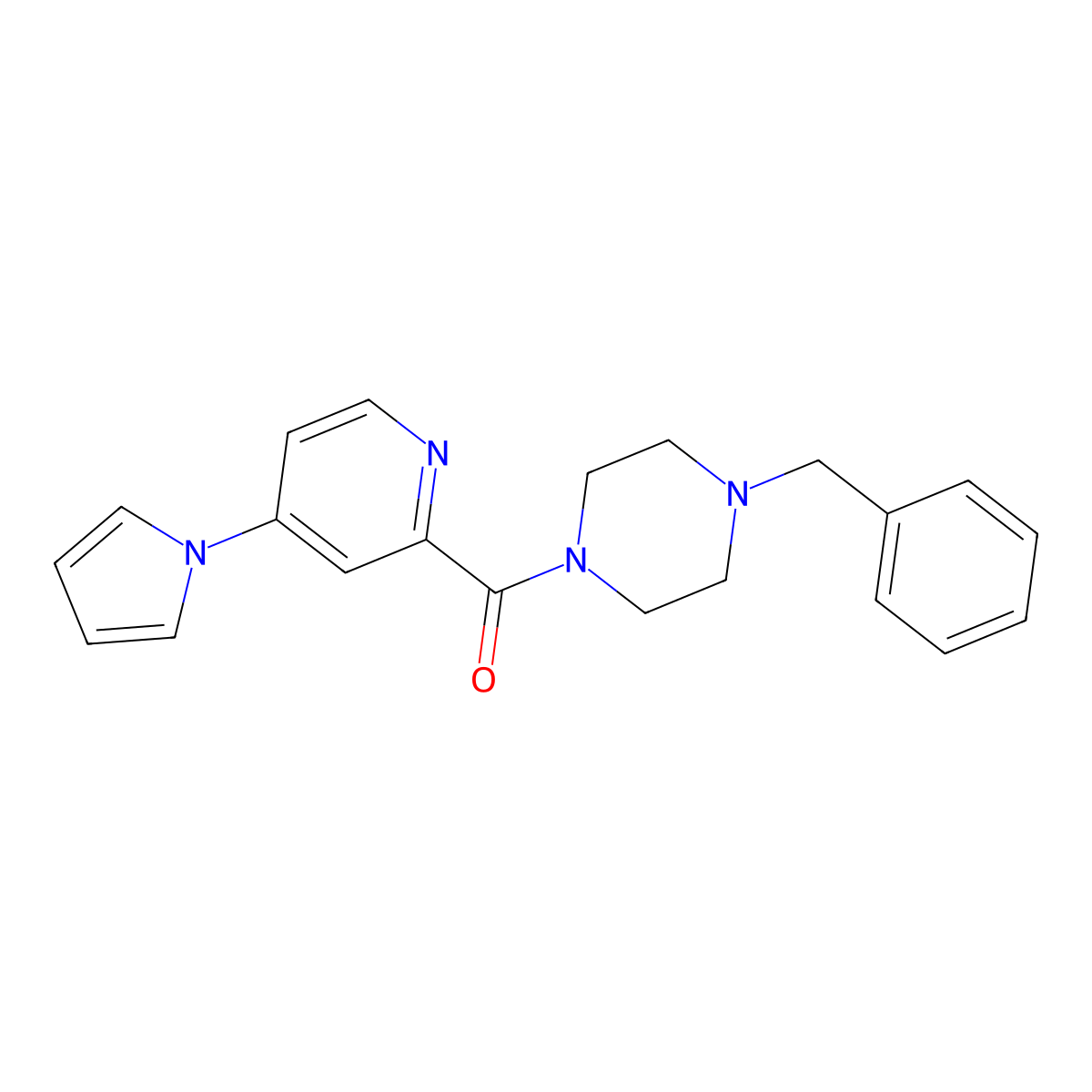 (4-(1H-pyrrol-1-yl)pyridin-2-yl)(4-benzylpiperazin-1-yl)methanone molecular structure, CAS 1421500-87-9
