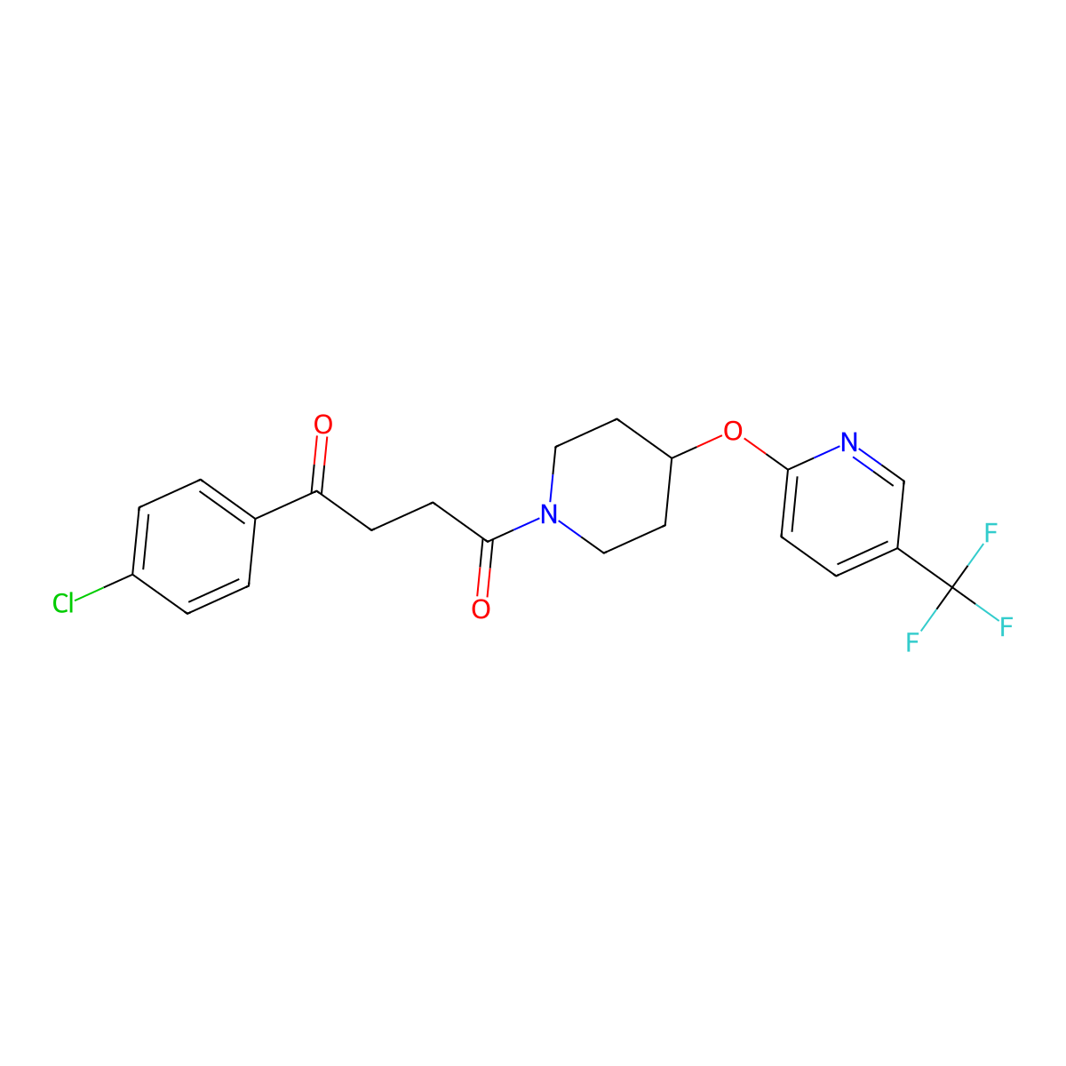 1-(4-Chlorophenyl)-4-(4-((5-(trifluoromethyl)pyridin-2-yl)oxy)piperidin-1-yl)butane-1,4-dione molecular structure, CAS 1421500-91-5