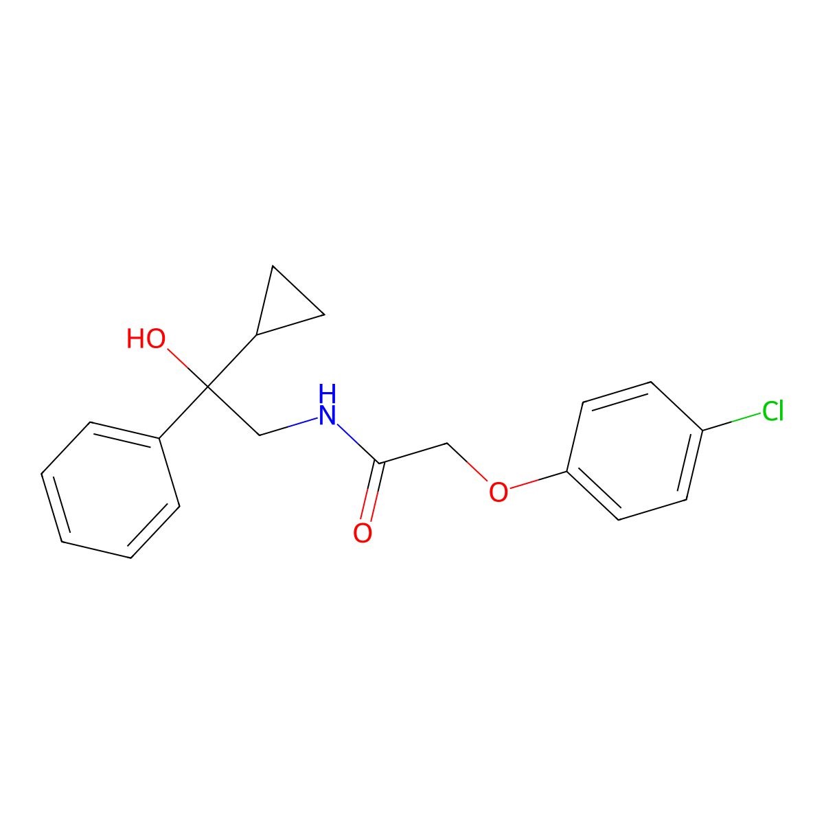 2-(4-chlorophenoxy)-N-(2-cyclopropyl-2-hydroxy-2-phenylethyl)acetamide molecular structure, CAS 1421500-94-8