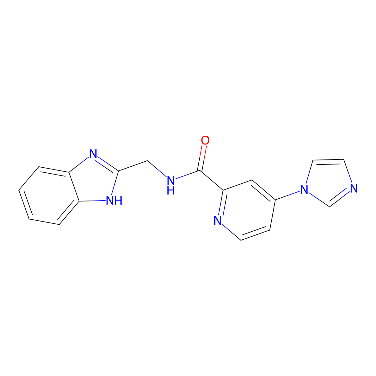 N-((1H-benzo[d]imidazol-2-yl)methyl)-4-(1H-imidazol-1-yl)picolinamide molecular structure, CAS 1421501-03-2