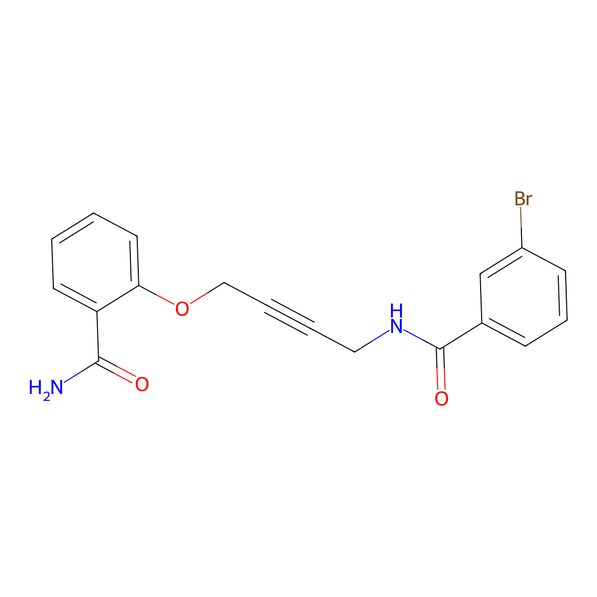 3-bromo-N-[4-(2-carbamoylphenoxy)but-2-yn-1-yl]benzamide molecular structure, CAS 1421501-05-4