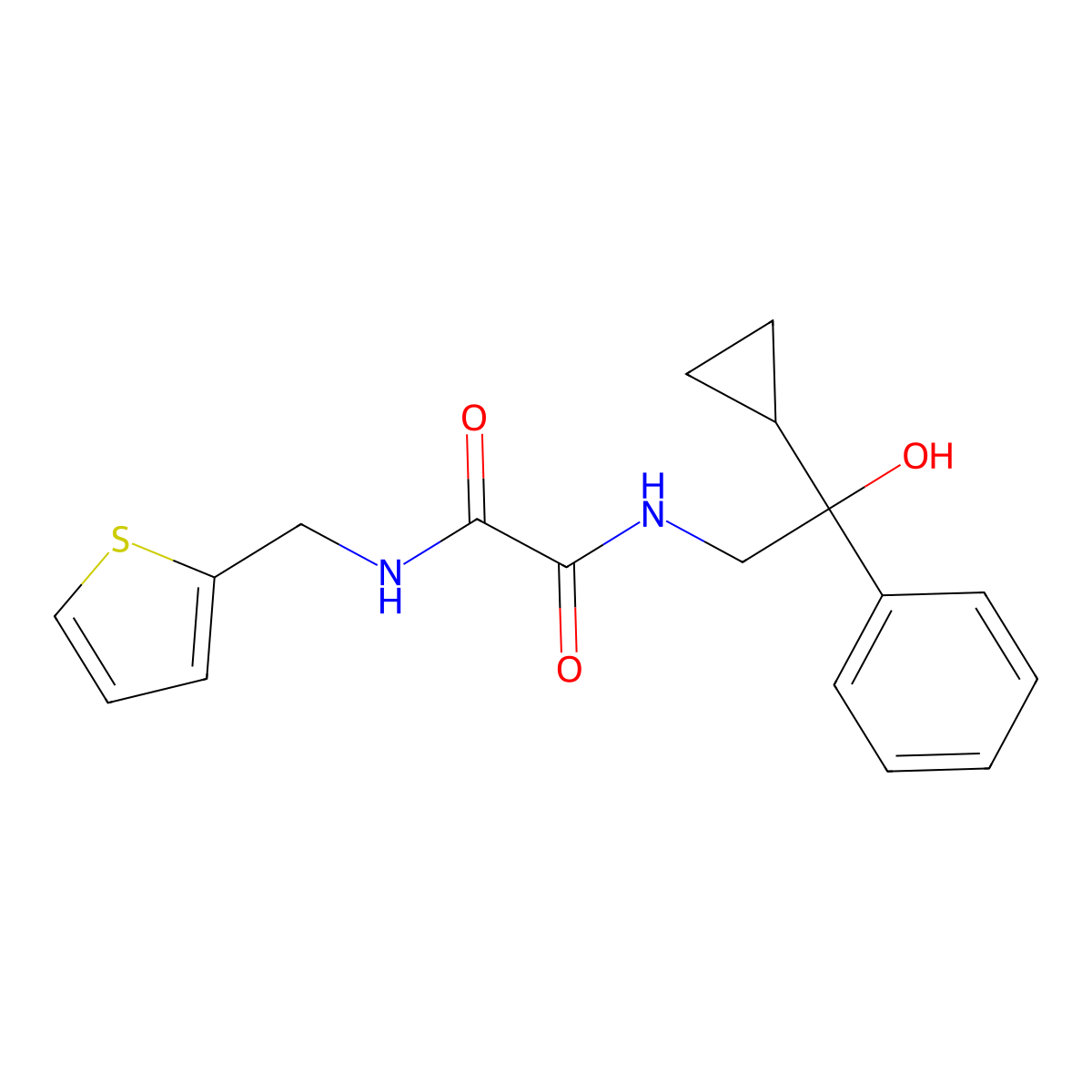 N1-(2-cyclopropyl-2-hydroxy-2-phenylethyl)-N2-(thiophen-2-ylmethyl)oxalamide molecular structure, CAS 1421501-08-7