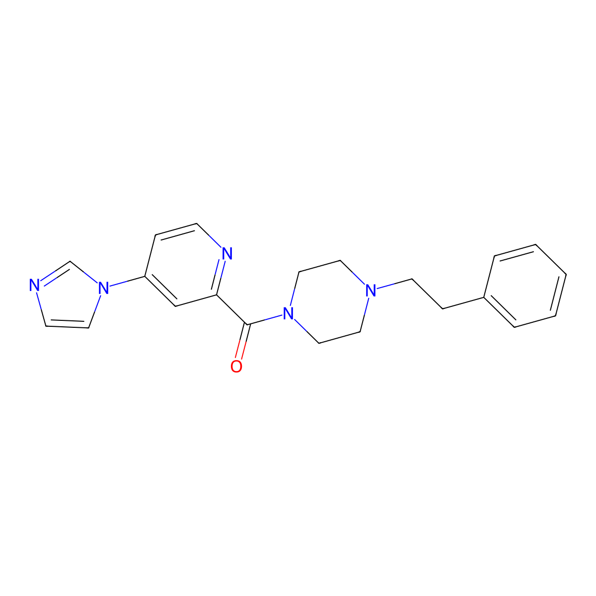 (4-(1H-imidazol-1-yl)pyridin-2-yl)(4-phenethylpiperazin-1-yl)methanone molecular structure, CAS 1421501-10-1
