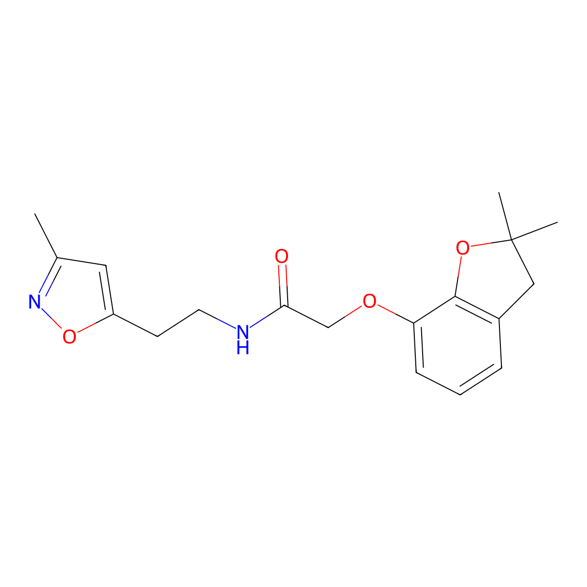 2-((2,2-dimethyl-2,3-dihydrobenzofuran-7-yl)oxy)-N-(2-(3-methylisoxazol-5-yl)ethyl)acetamide molecular structure, CAS 1421501-11-2