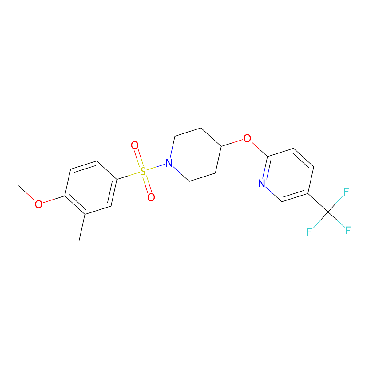 2-((1-((4-Methoxy-3-methylphenyl)sulfonyl)piperidin-4-yl)oxy)-5-(trifluoromethyl)pyridine molecular structure, CAS 1421501-14-5