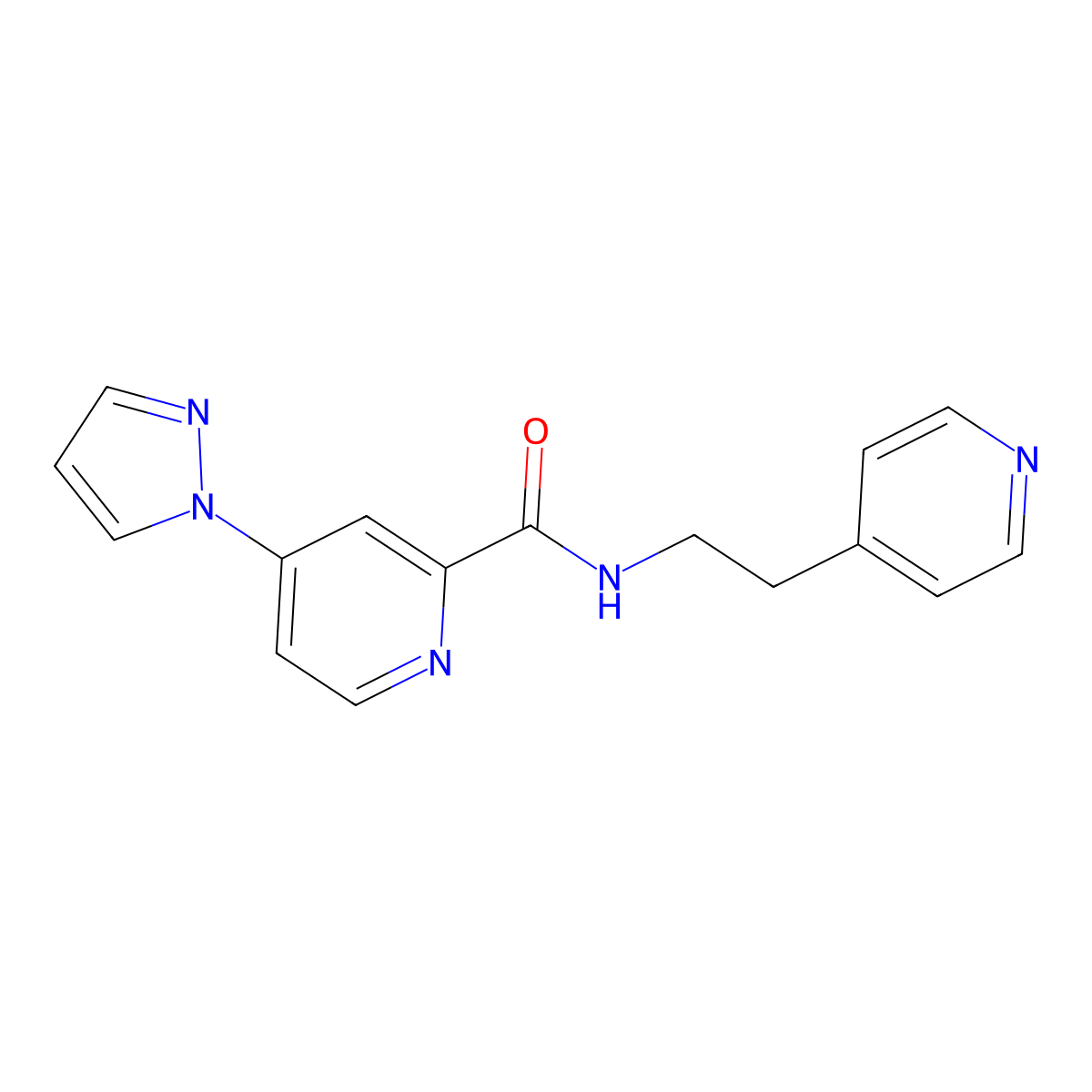 4-(1H-pyrazol-1-yl)-N-(2-(pyridin-4-yl)ethyl)picolinamide molecular structure, CAS 1421501-18-9