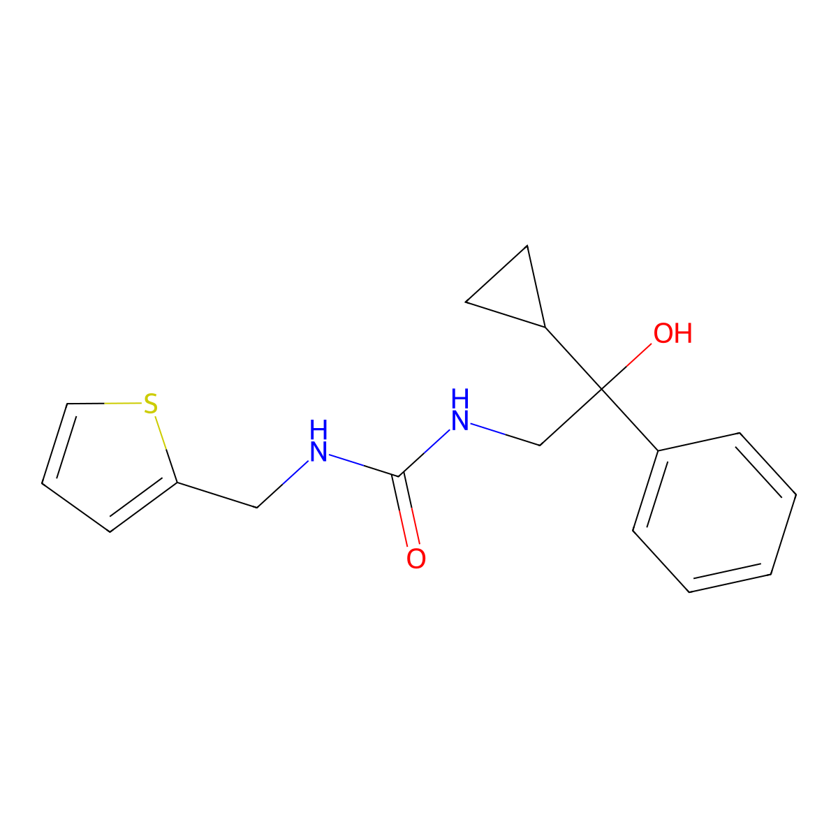 1-(2-Cyclopropyl-2-hydroxy-2-phenylethyl)-3-(thiophen-2-ylmethyl)urea molecular structure, CAS 1421501-25-8