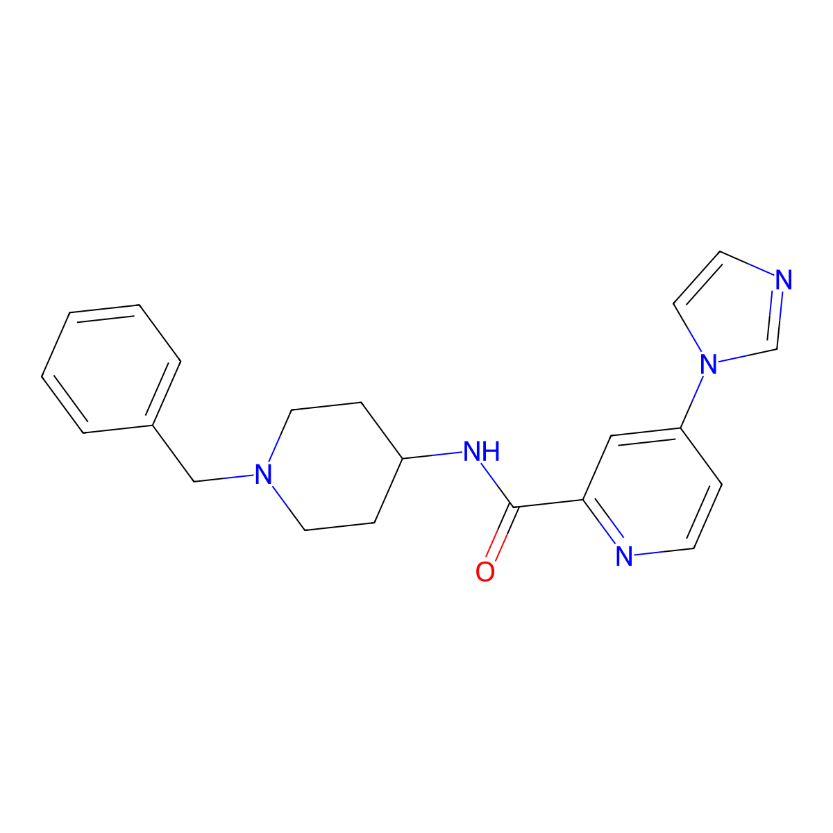 N-(1-benzylpiperidin-4-yl)-4-(1H-imidazol-1-yl)pyridine-2-carboxamide molecular structure, CAS 1421501-26-9