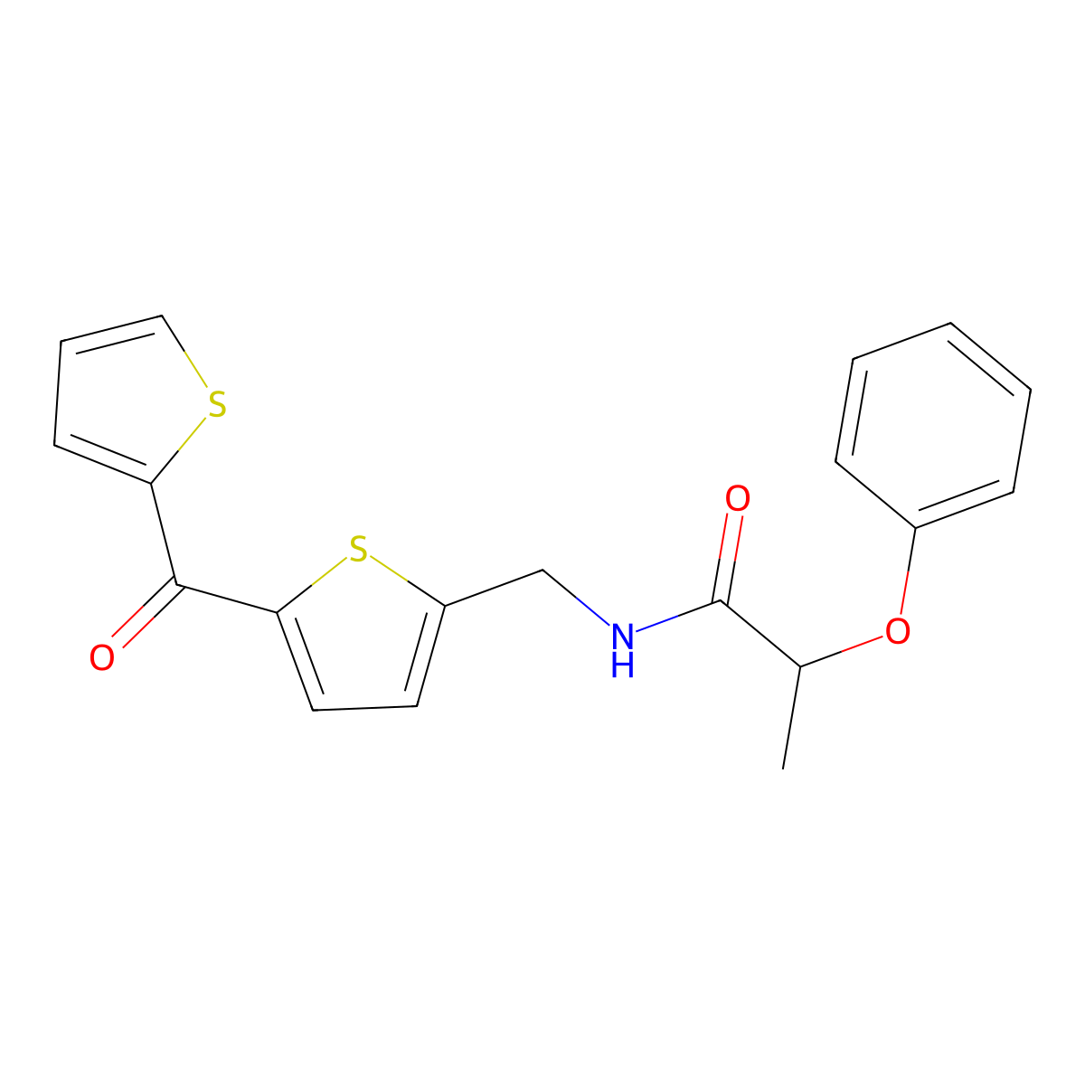 2-Phenoxy-N-{[5-(thiophene-2-carbonyl)thiophen-2-YL]methyl}propanamide molecular structure, CAS 1421501-29-2