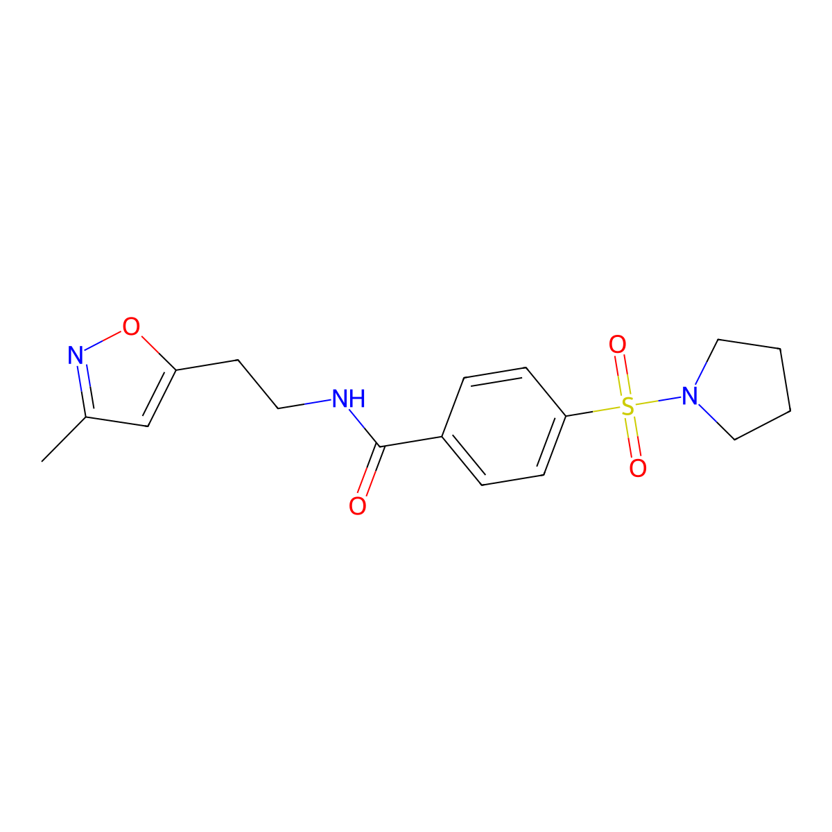 N-(2-(3-methylisoxazol-5-yl)ethyl)-4-(pyrrolidin-1-ylsulfonyl)benzamide molecular structure, CAS 1421501-33-8