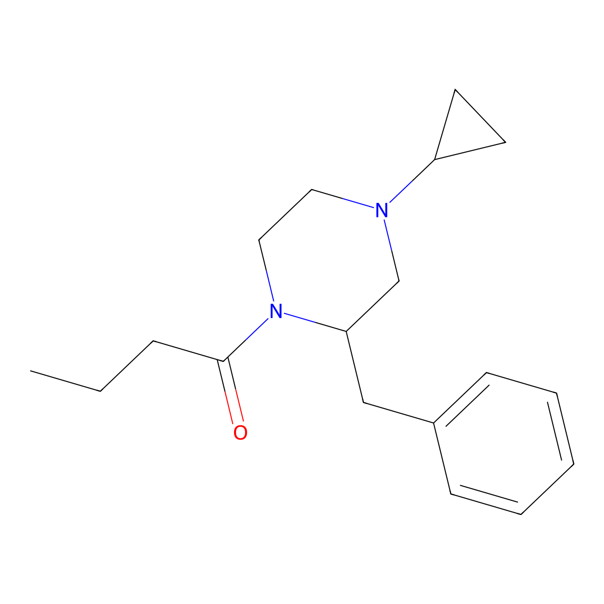 1-(2-Benzyl-4-cyclopropylpiperazin-1-yl)butan-1-one molecular structure, CAS 1421501-38-3