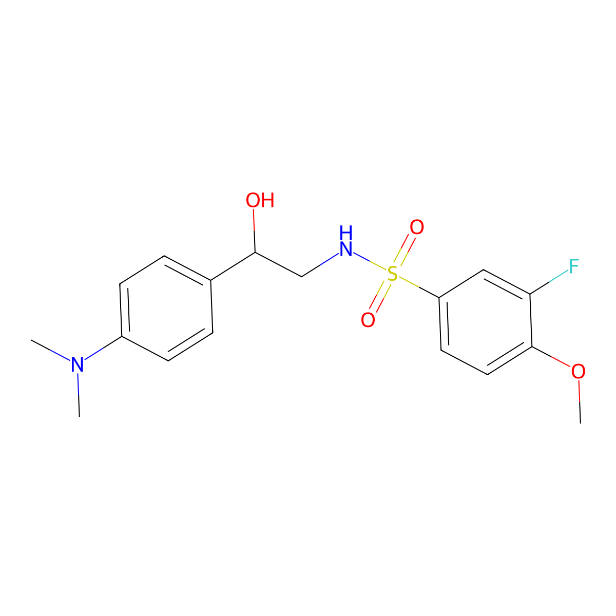 N-(2-(4-(dimethylamino)phenyl)-2-hydroxyethyl)-3-fluoro-4-methoxybenzenesulfonamide molecular structure, CAS 1421501-40-7