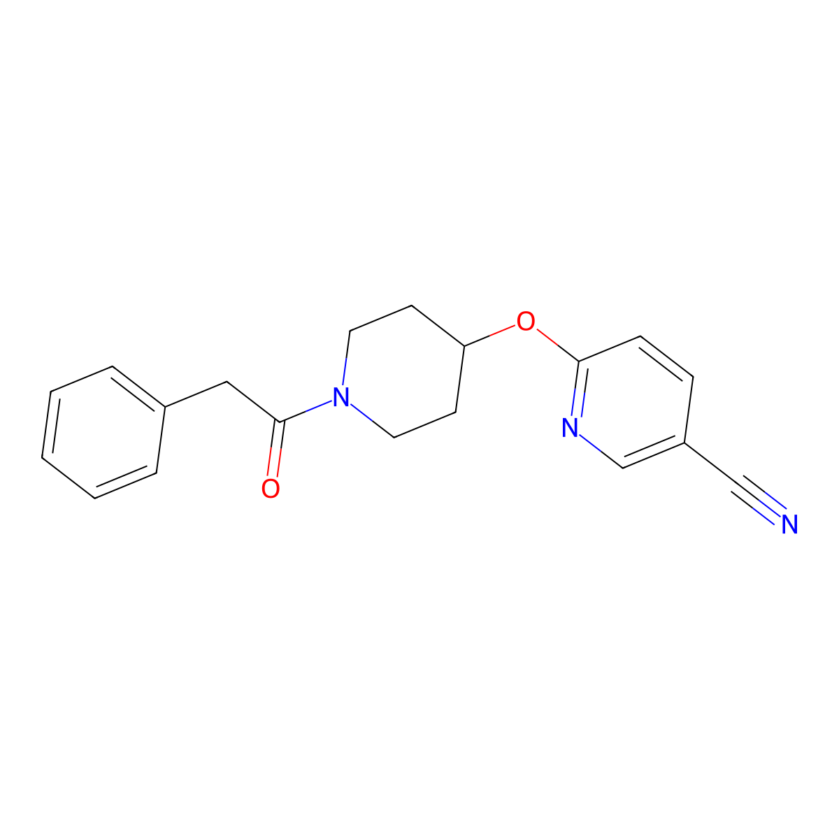 6-((1-(2-Phenylacetyl)piperidin-4-yl)oxy)nicotinonitrile molecular structure, CAS 1421501-42-9
