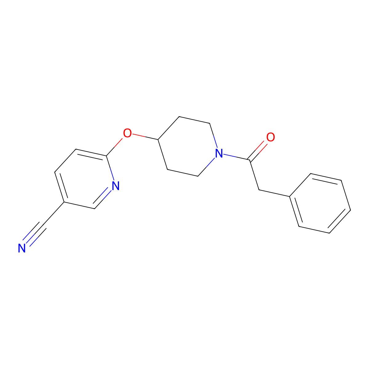 6-((1-(2-Phenylacetyl)piperidin-4-yl)oxy)nicotinonitrile molecular structure, CAS 1421501-42-9