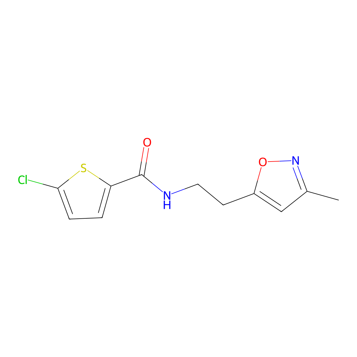 5-chloro-N-(2-(3-methylisoxazol-5-yl)ethyl)thiophene-2-carboxamide molecular structure, CAS 1421501-43-0