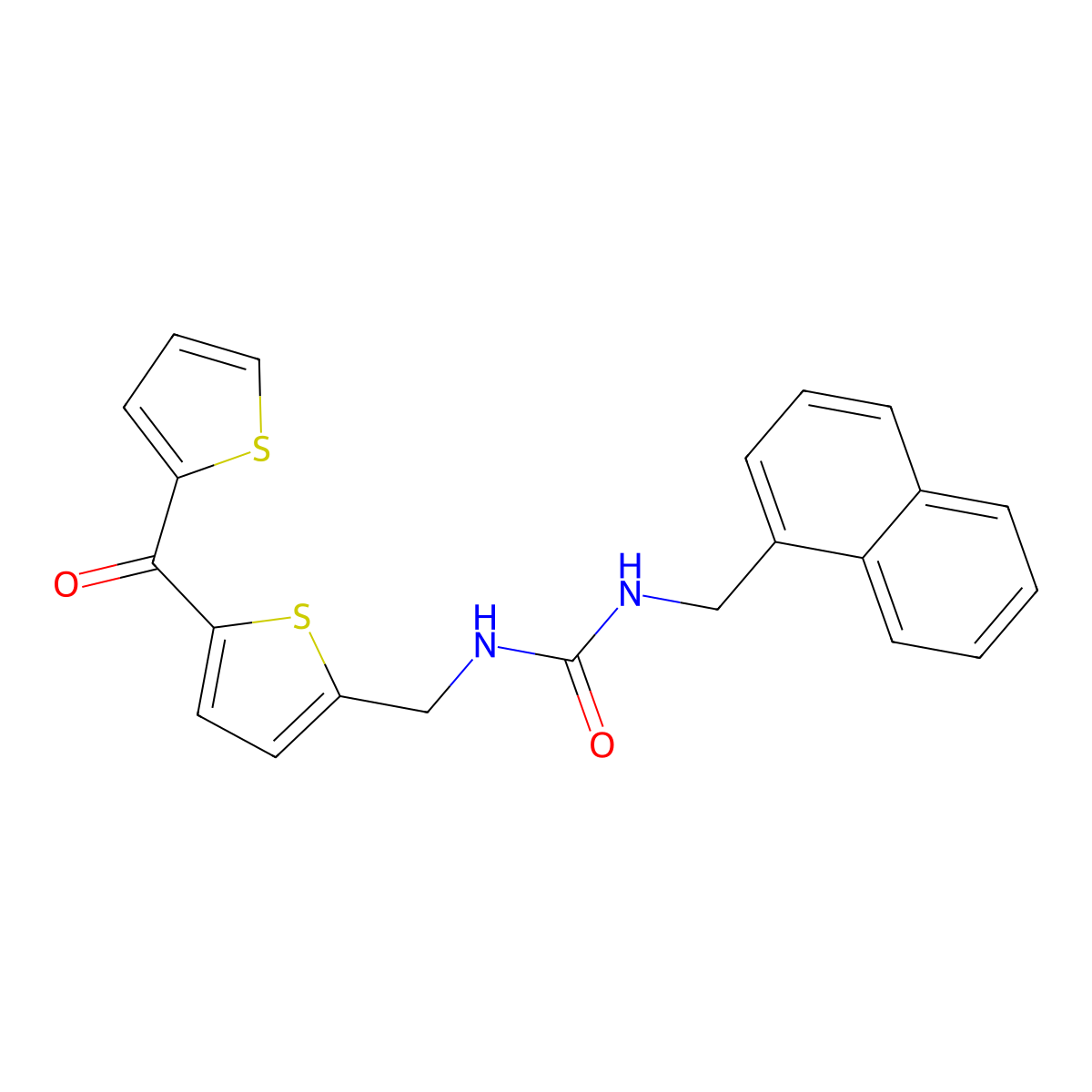 1-(Naphthalen-1-ylmethyl)-3-((5-(thiophene-2-carbonyl)thiophen-2-yl)methyl)urea molecular structure, CAS 1421501-46-3