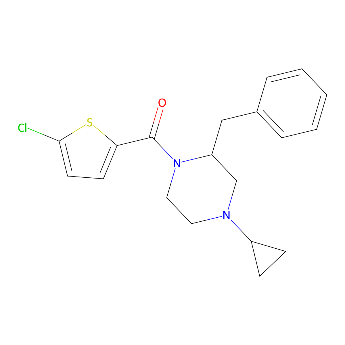 (2-Benzyl-4-cyclopropylpiperazin-1-yl)(5-chlorothiophen-2-yl)methanone molecular structure, CAS 1421501-48-5