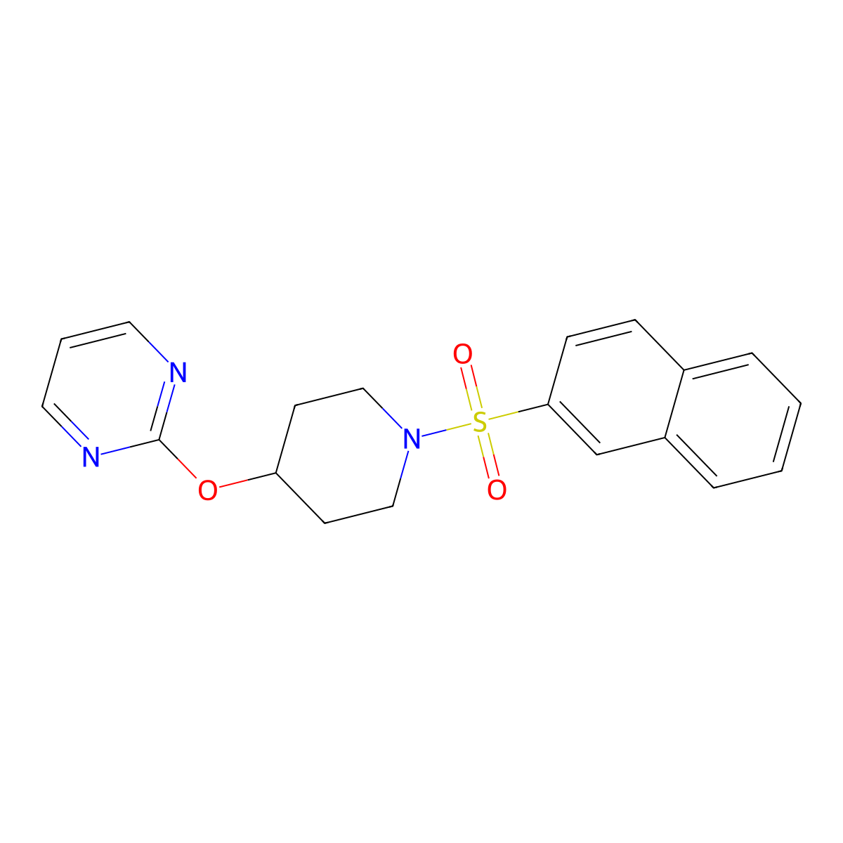 2-((1-(Naphthalen-2-ylsulfonyl)piperidin-4-yl)oxy)pyrimidine molecular structure, CAS 1421501-65-6