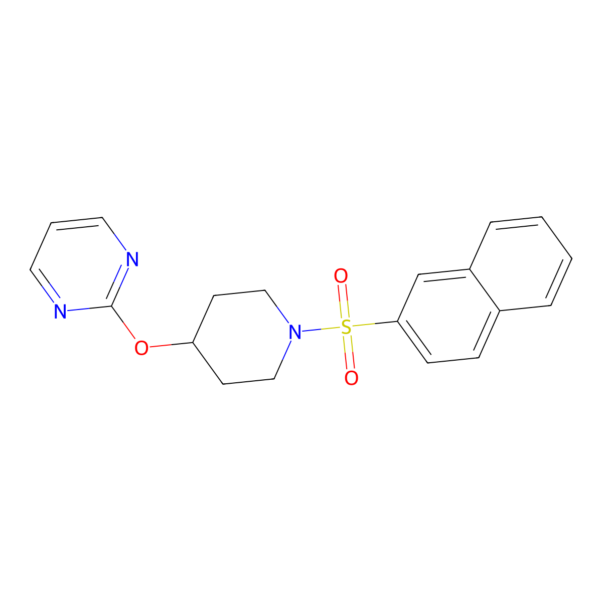 2-((1-(Naphthalen-2-ylsulfonyl)piperidin-4-yl)oxy)pyrimidine molecular structure, CAS 1421501-65-6