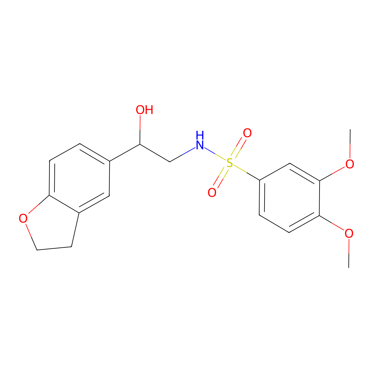N-(2-(2,3-dihydrobenzofuran-5-yl)-2-hydroxyethyl)-3,4-dimethoxybenzenesulfonamide molecular structure, CAS 1421501-73-6