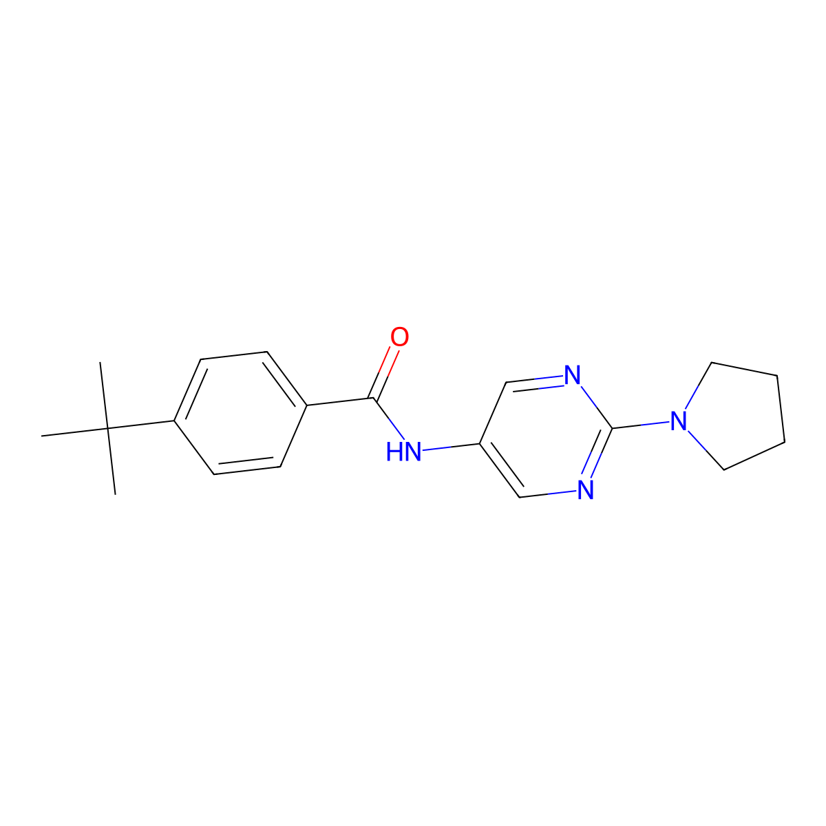 4-Tert-butyl-N-[2-(pyrrolidin-1-YL)pyrimidin-5-YL]benzamide molecular structure, CAS 1421504-28-0