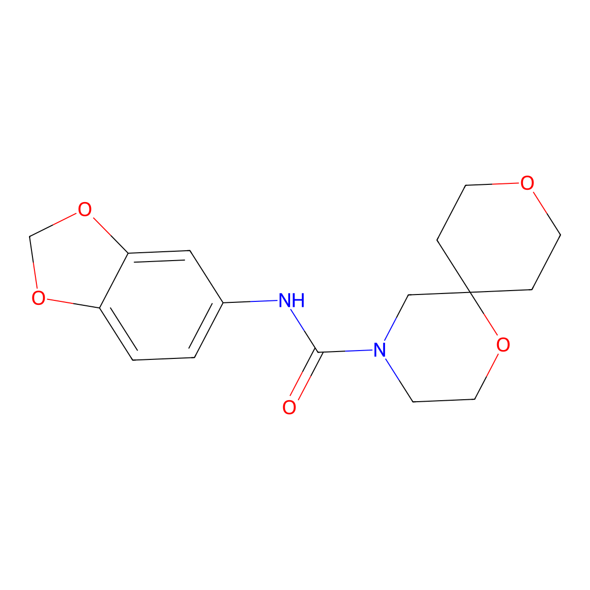 N-(benzo[d][1,3]dioxol-5-yl)-1,9-dioxa-4-azaspiro[5.5]undecane-4-carboxamide molecular structure, CAS 1421504-31-5