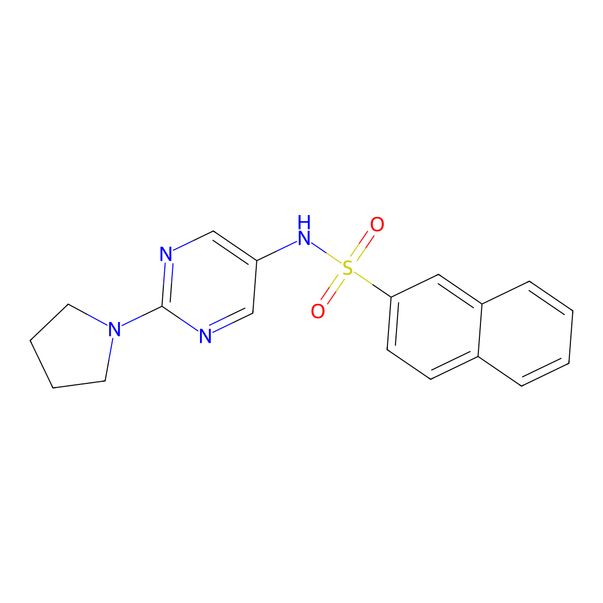 N-[2-(Pyrrolidin-1-YL)pyrimidin-5-YL]naphthalene-2-sulfonamide molecular structure, CAS 1421504-32-6