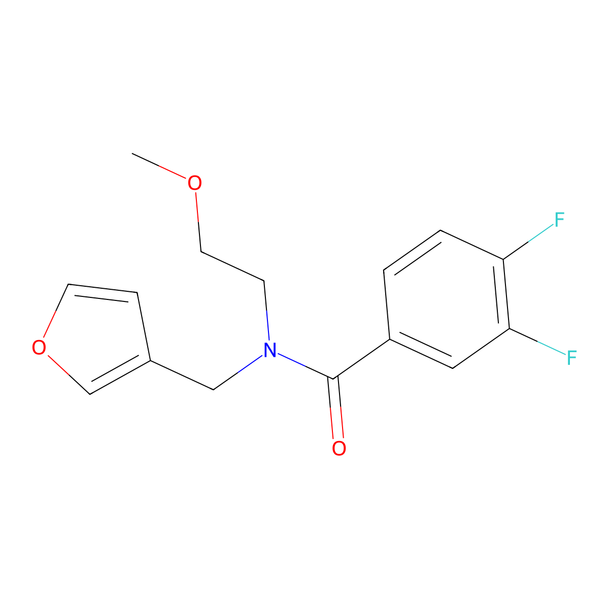 3,4-difluoro-N-(furan-3-ylmethyl)-N-(2-methoxyethyl)benzamide molecular structure, CAS 1421504-35-9