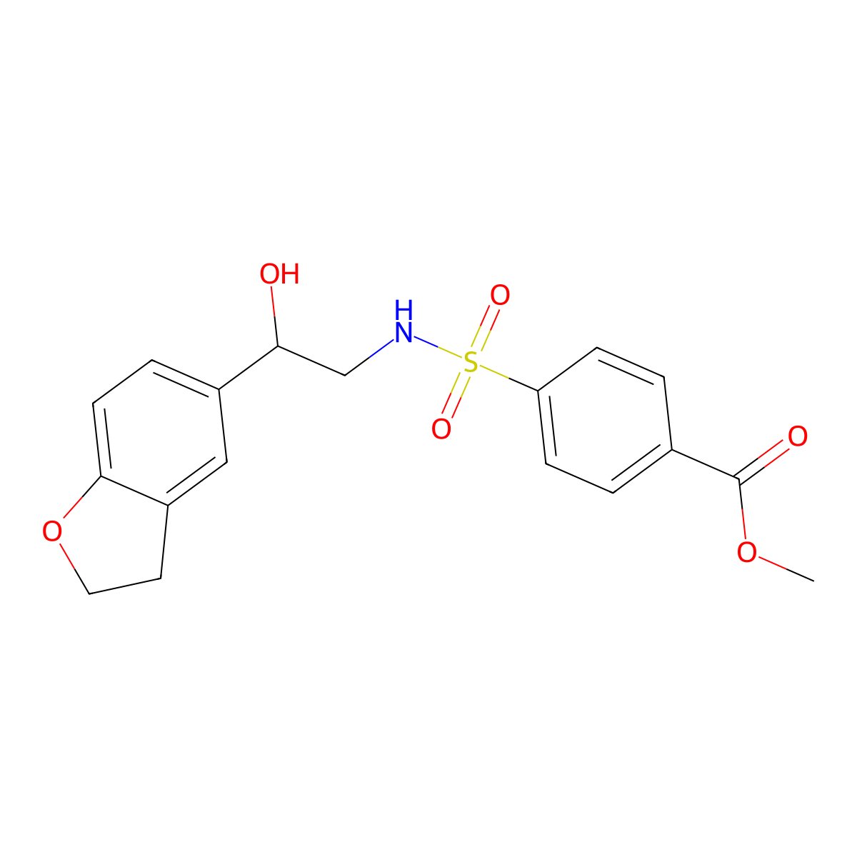 Methyl 4-{[2-(2,3-dihydro-1-benzofuran-5-YL)-2-hydroxyethyl]sulfamoyl}benzoate molecular structure, CAS 1421504-36-0