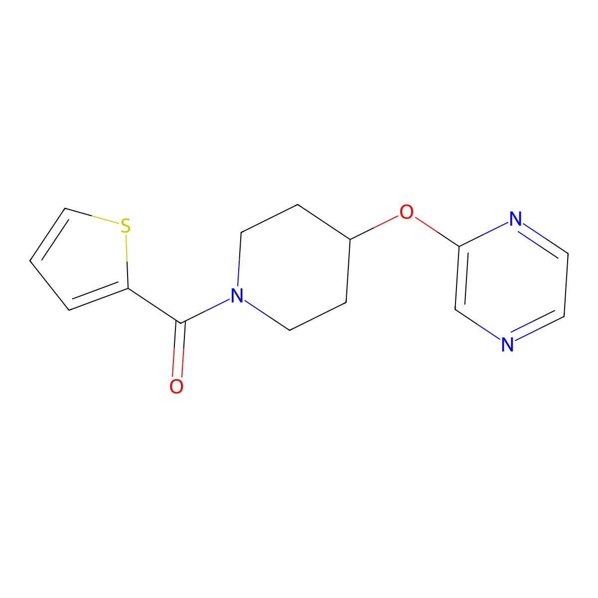 (4-(Pyrazin-2-yloxy)piperidin-1-yl)(thiophen-2-yl)methanone molecular structure, CAS 1421504-38-2