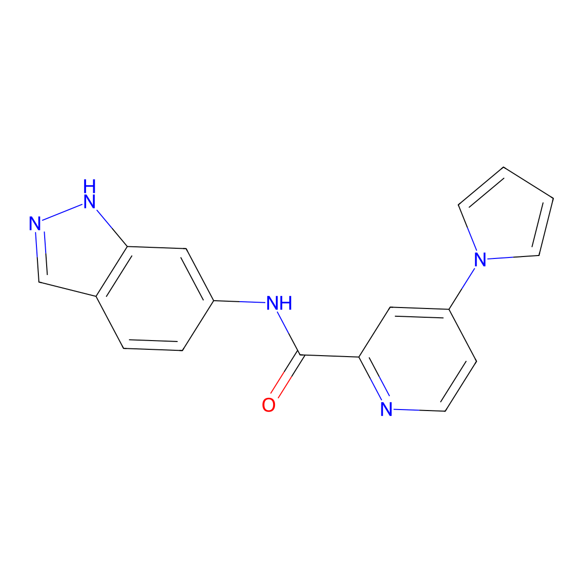 N-(1H-indazol-6-yl)-4-(1H-pyrrol-1-yl)picolinamide molecular structure, CAS 1421504-43-9