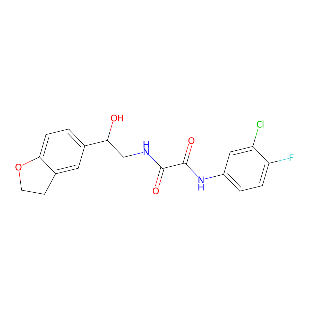 N1-(3-chloro-4-fluorophenyl)-N2-(2-(2,3-dihydrobenzofuran-5-yl)-2-hydroxyethyl)oxalamide molecular structure, CAS 1421504-45-1