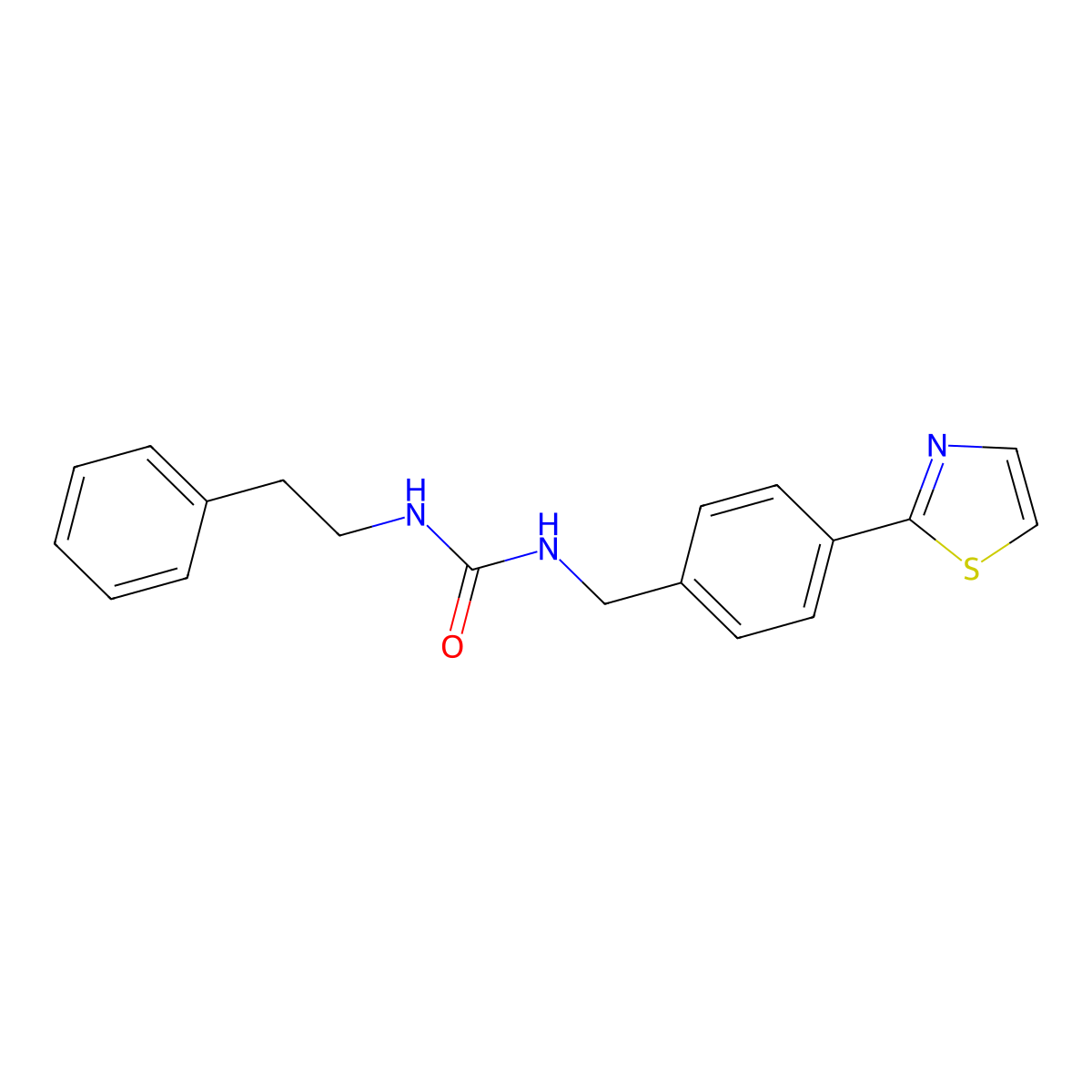 1-Phenethyl-3-(4-(thiazol-2-yl)benzyl)urea molecular structure, CAS 1421504-49-5