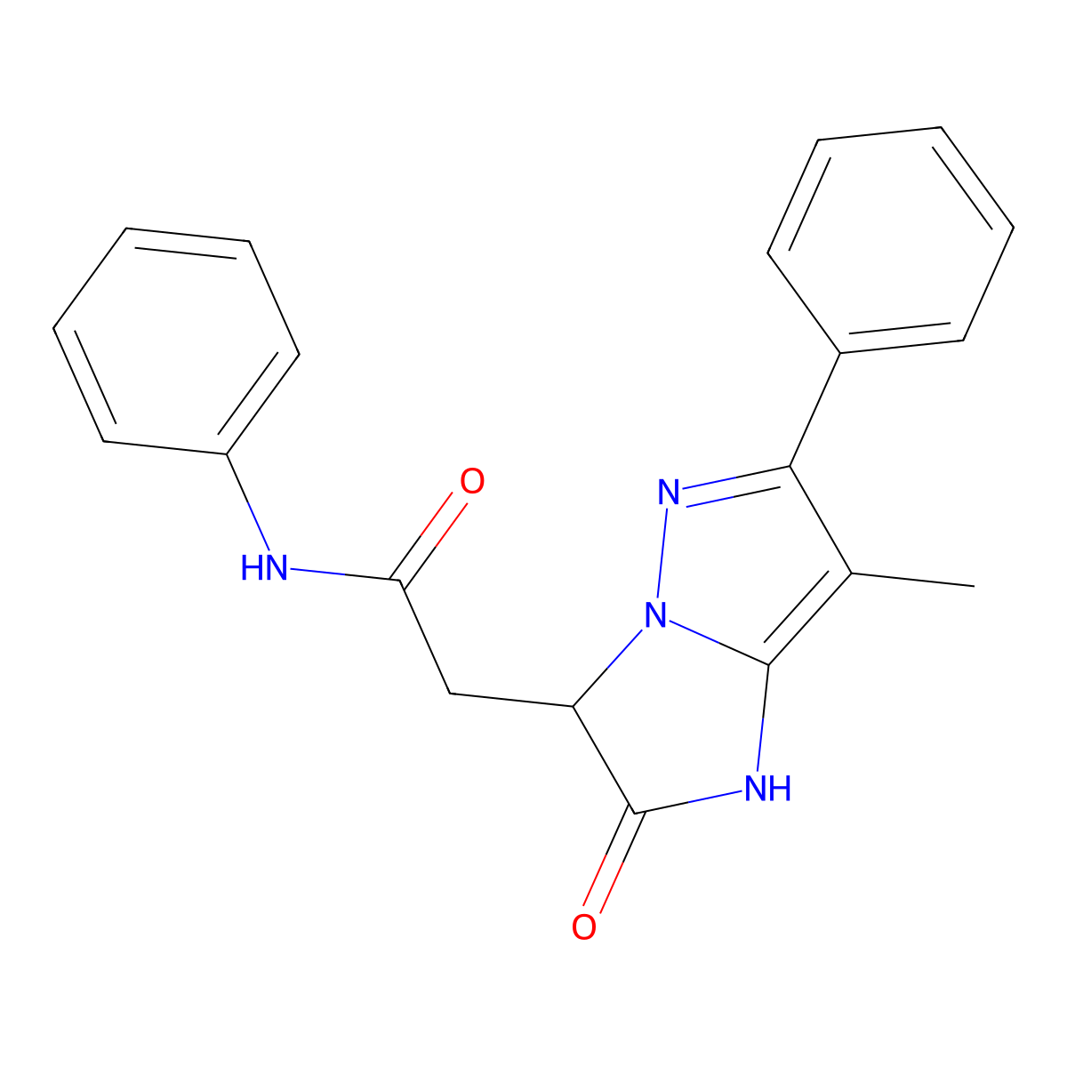 2-(7-methyl-2-oxo-6-phenyl-2,3-dihydro-1H-imidazo[1,2-b]pyrazol-3-yl)-N-phenylacetamide molecular structure, CAS 1421504-53-1