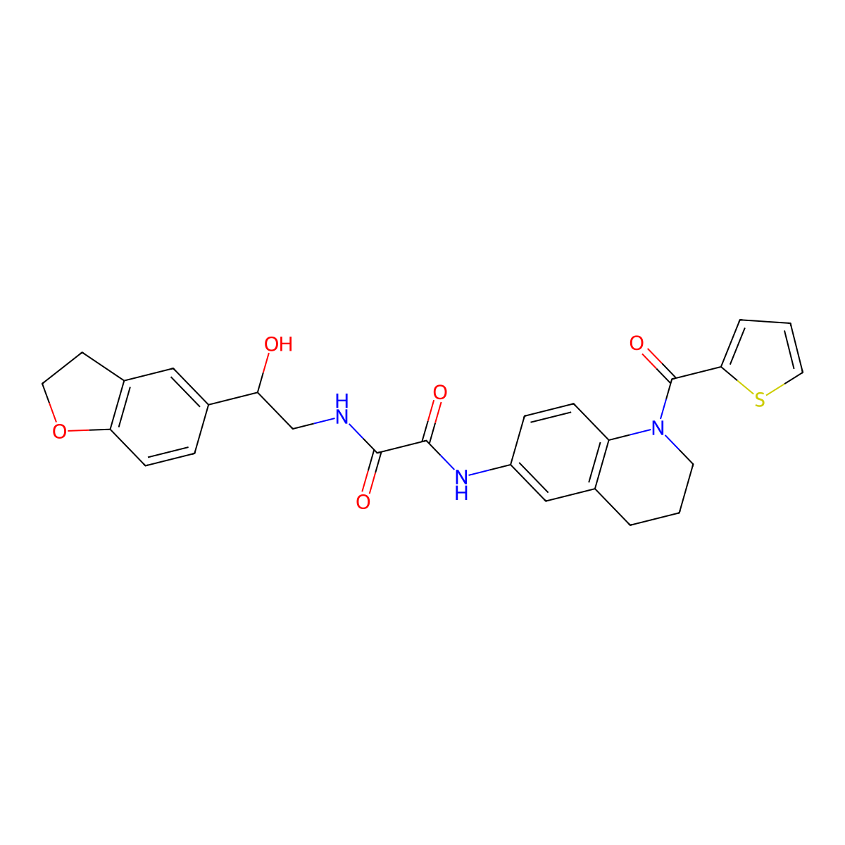 N1-(2-(2,3-dihydrobenzofuran-5-yl)-2-hydroxyethyl)-N2-(1-(thiophene-2-carbonyl)-1,2,3,4-tetrahydroquinolin-6-yl)oxalamide molecular structure, CAS 1421504-56-4