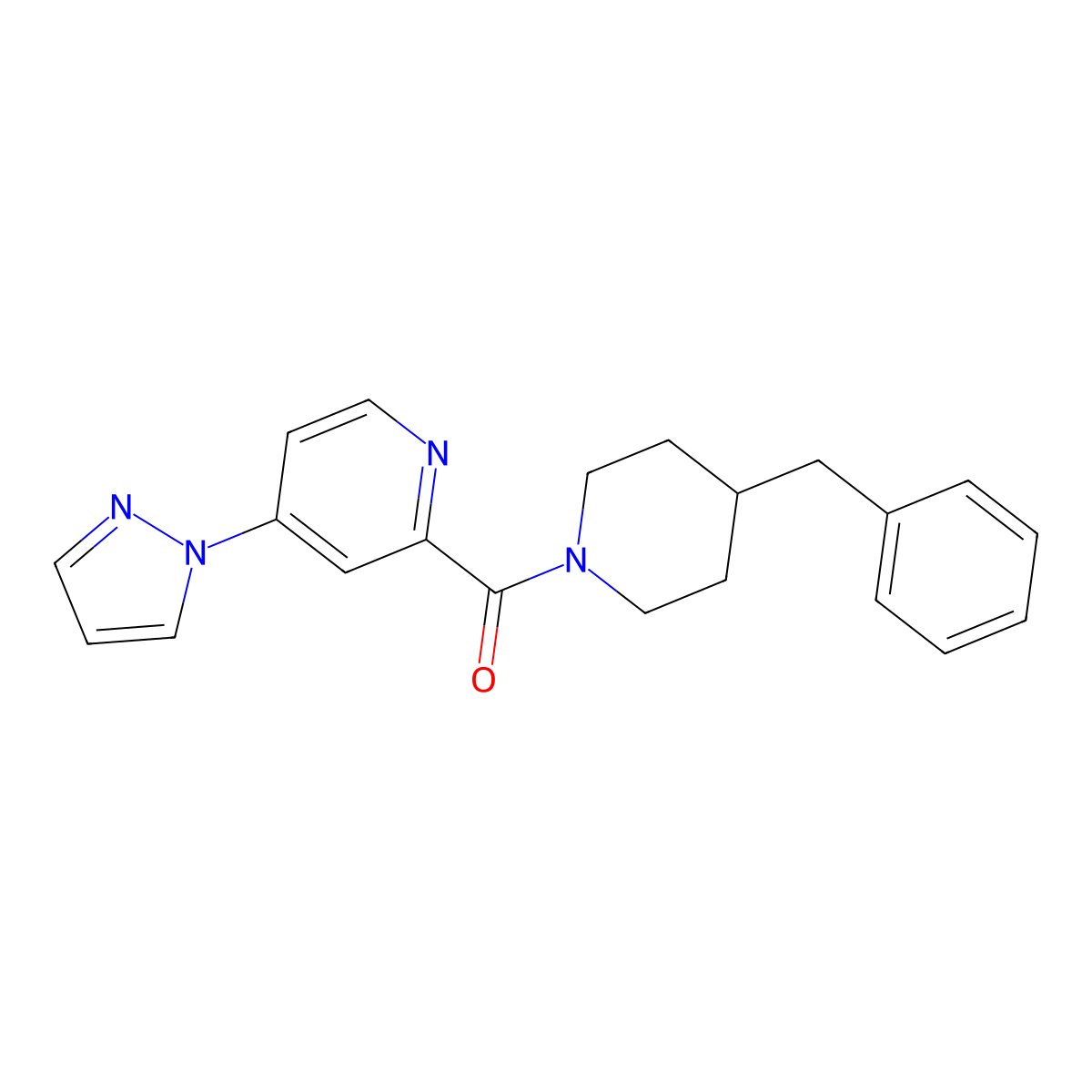 (4-(1H-pyrazol-1-yl)pyridin-2-yl)(4-benzylpiperidin-1-yl)methanone molecular structure, CAS 1421504-57-5