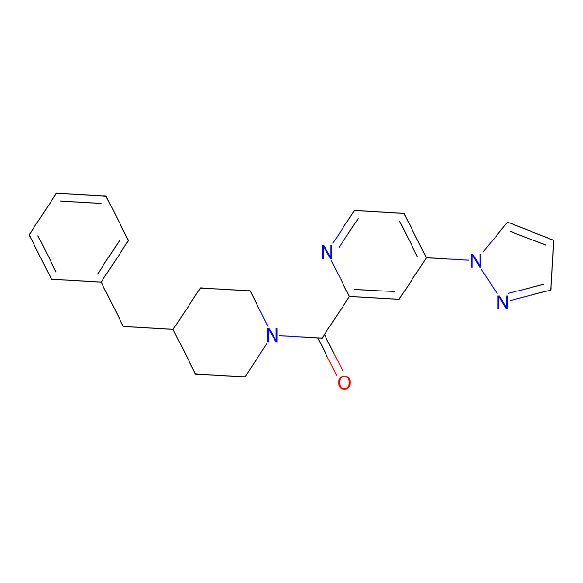 (4-(1H-pyrazol-1-yl)pyridin-2-yl)(4-benzylpiperidin-1-yl)methanone molecular structure, CAS 1421504-57-5