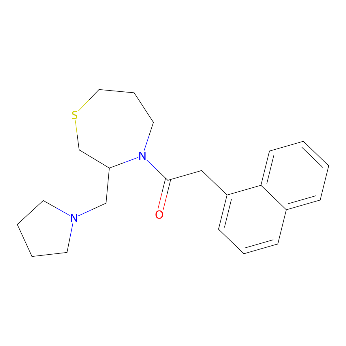 2-(Naphthalen-1-yl)-1-(3-(pyrrolidin-1-ylmethyl)-1,4-thiazepan-4-yl)ethanone molecular structure, CAS 1421504-59-7